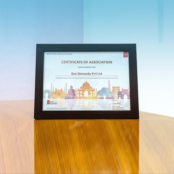 Adobe Certificate of association with Adobe by Skynet Infotech